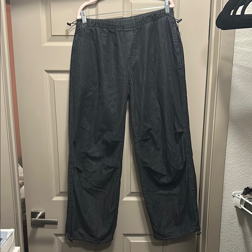 Refuge Women’s Black baggy denim wide leg pants